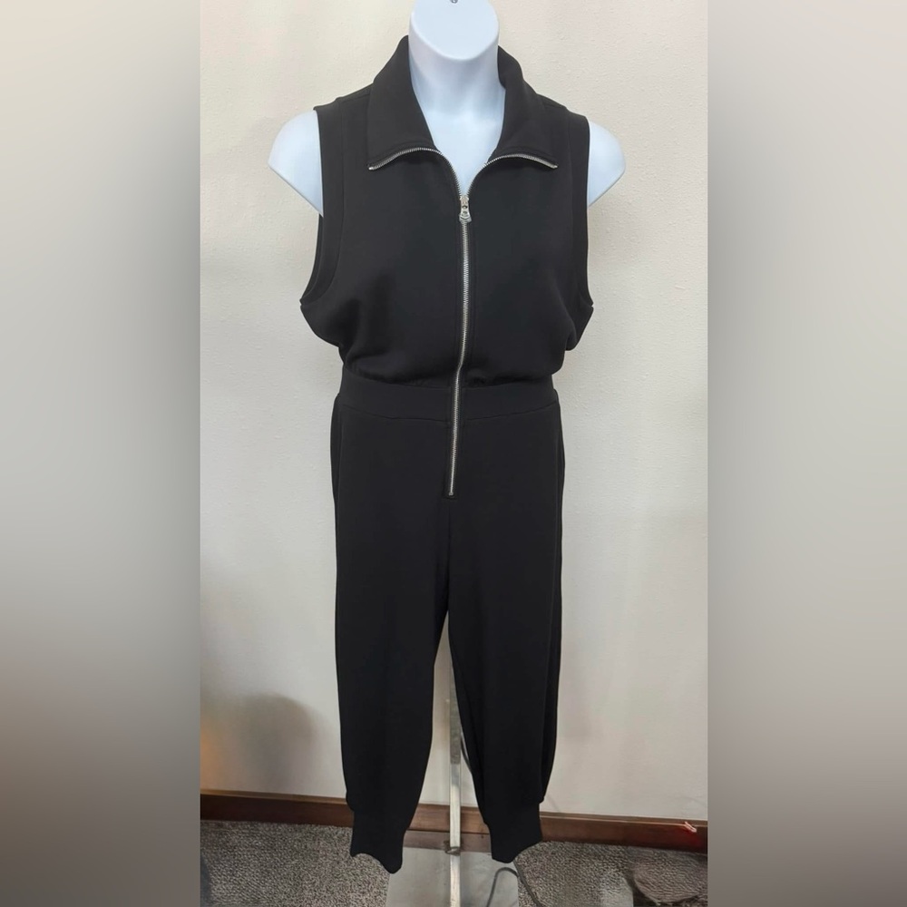 Varley Black High Neck Jumpsuit with Silver Zipper